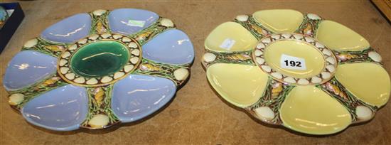 Two Mintons Majolica oyster plates